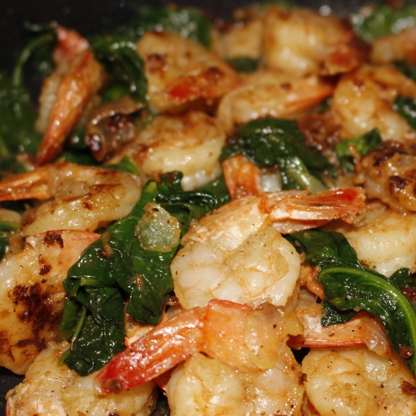 Sautéed Shrimp with Spinach