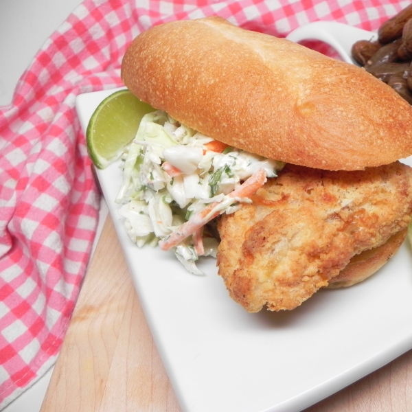Air-Fried Crispy Fish Po' Boys with Chipotle Slaw