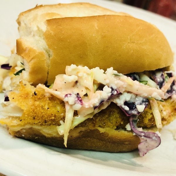 Air-Fried Crispy Fish Po' Boys with Chipotle Slaw