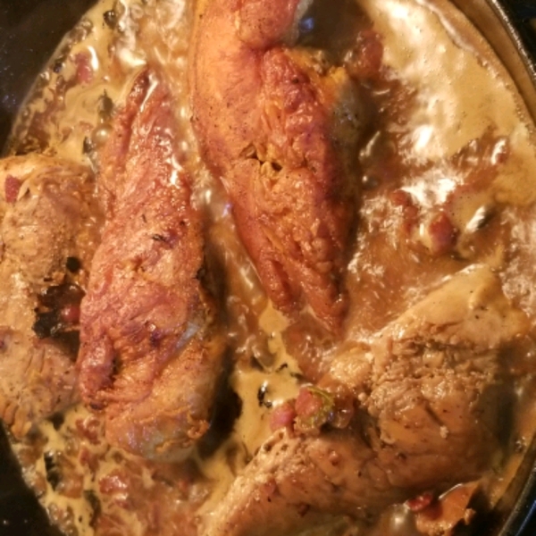 Chicken with Apple Cider and Bacon Sauce