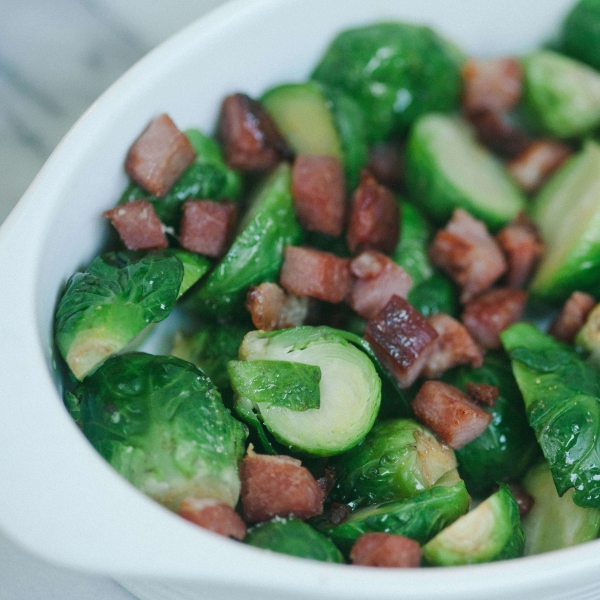 Maple Roasted Brussels Sprouts with Bacon