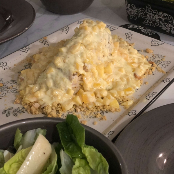Macadamia-Crusted Sea Bass with Mango Cream Sauce