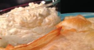 Cold Beer Cheese Dip with Wonton Chips