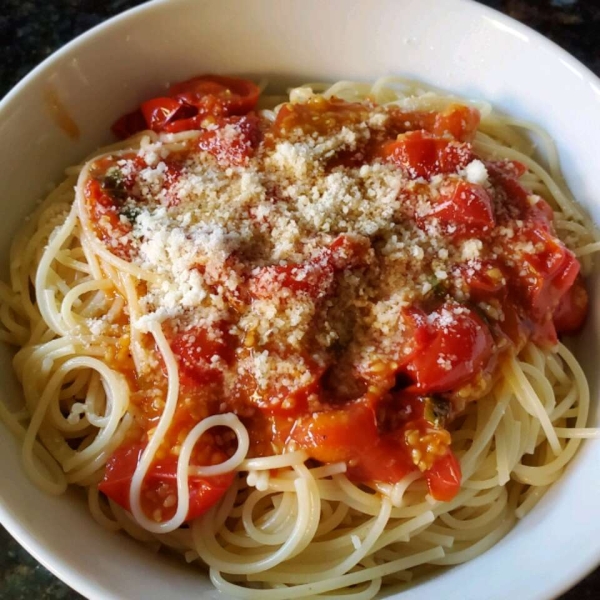 Roasted Cherry Tomatoes with Angel Hair
