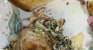 Creamy and Crunchy Spinach over Chicken