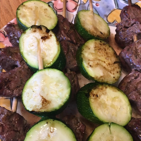 Cuban Beef and Zucchini Kebabs with Mojo Sauce