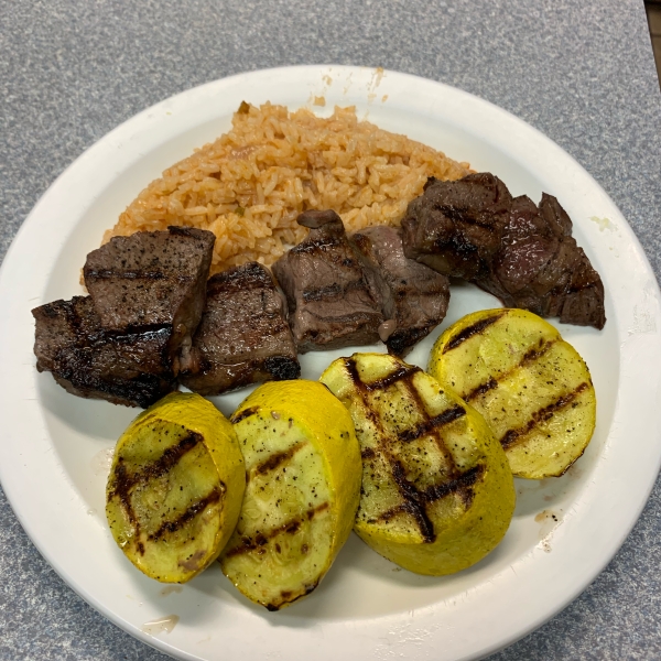 Cuban Beef and Zucchini Kebabs with Mojo Sauce