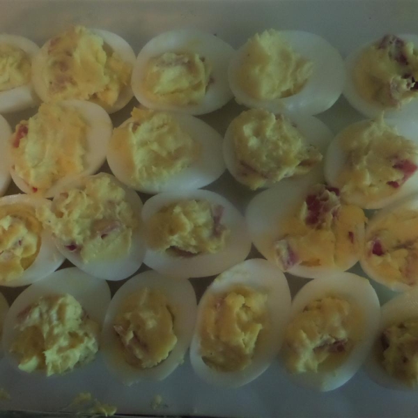Garlic, Basil, and Bacon Deviled Eggs