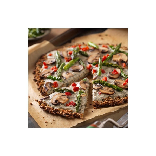 Cauliflower Crust Pizza with Garlic Coconut Cream Sauce