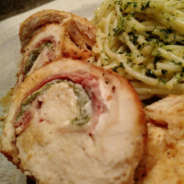 Saltimbocca di Pollo alla Romana (Prosciutto-Stuffed Chicken Breast Roulades)