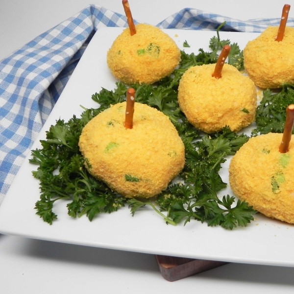 Mini Cheeseball Pumpkins with Caramelized Garlic