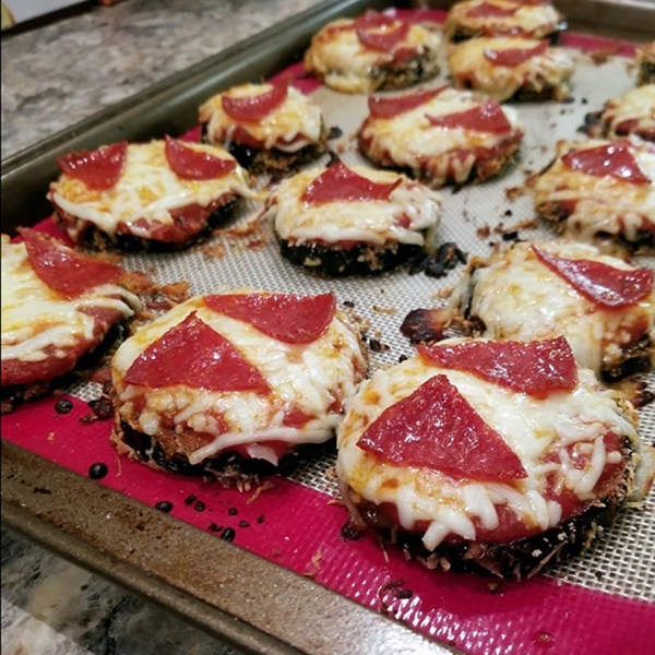 Keto Parmesan-Breaded Eggplant Pizzas