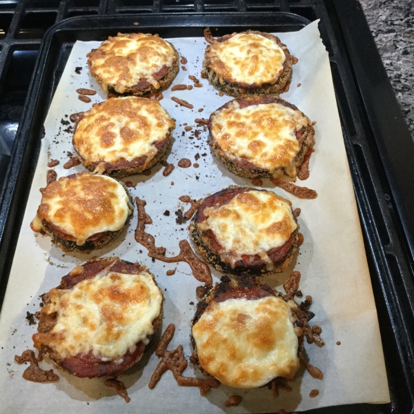 Keto Parmesan-Breaded Eggplant Pizzas