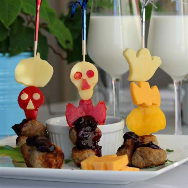 BBQ Meatballs with Pepper and Cheese Animal Cut-Outs