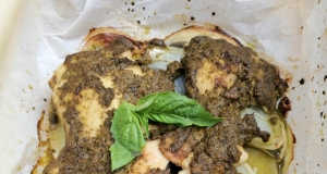 Pesto Chicken and Potatoes in Parchment Packets