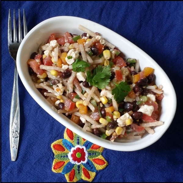 Black Bean, Corn, and Tomato Salad with Feta Cheese