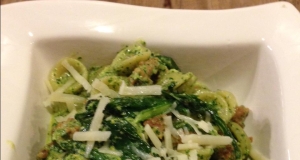 Dandelion Pesto and Sausage Pasta