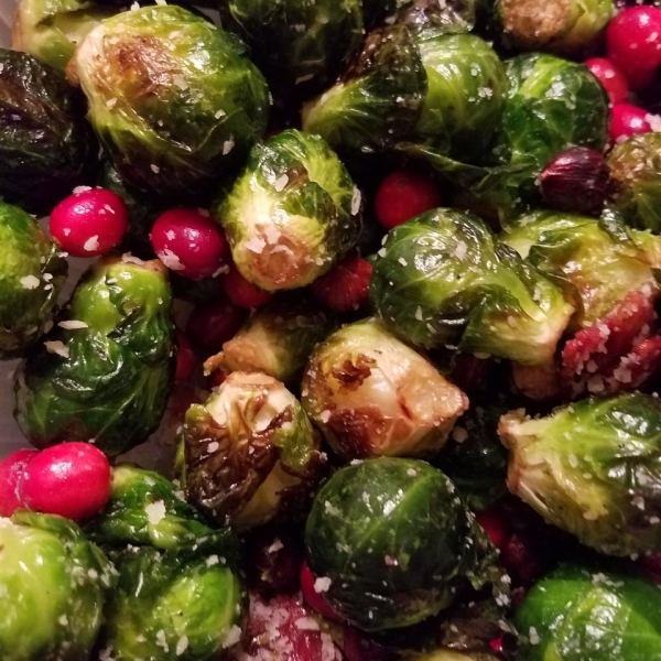 Warm Brussels Sprout Salad with Hazelnuts and Cranberries