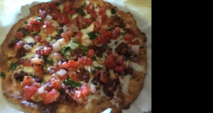 Keto Fathead Pizza with Chorizo and Salsa