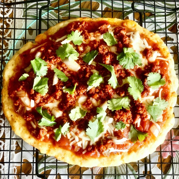 Keto Fathead Pizza with Chorizo and Salsa