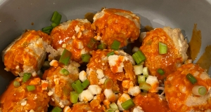 Feta-Stuffed Cocktail Buffalo Chicken Meatballs