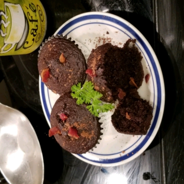 Dark Chocolate Bacon Cupcakes