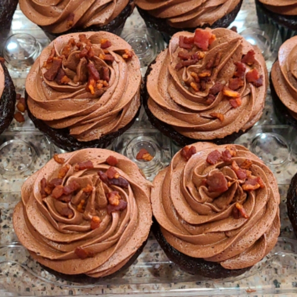 Dark Chocolate Bacon Cupcakes