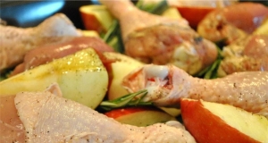 Roast Chicken with Apples, Leeks, and Rosemary