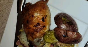 Pan-Roasted Chicken with Lemon-Garlic Brussels Sprouts and Potatoes
