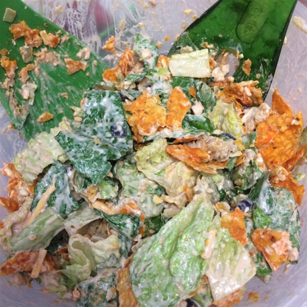 Layered and Tossed Spicy Chicken Taco Salad