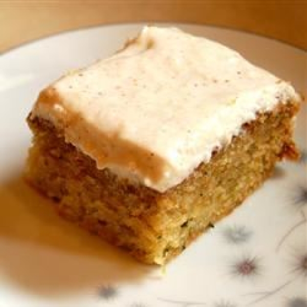 Zucchini Cake with Cream Cheese Applesauce Icing