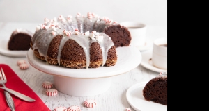 Reduced-Sugar Chocolate Bundt® Cake with Peppermint Glaze