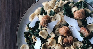 Orecchiette with Spinach and Turkey Meatballs