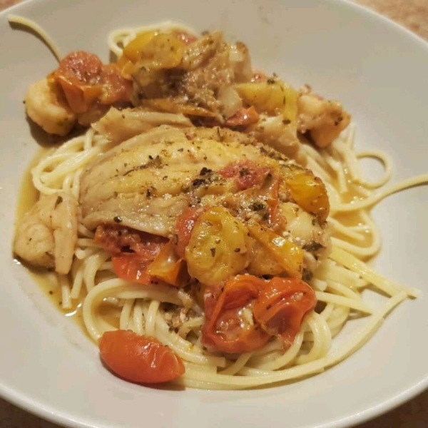 Alaskan Cod and Shrimp with Fresh Tomato