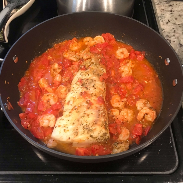 Alaskan Cod and Shrimp with Fresh Tomato