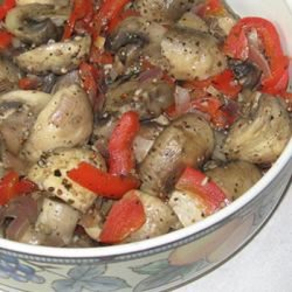 Marinated Mushrooms with Red Bell Peppers