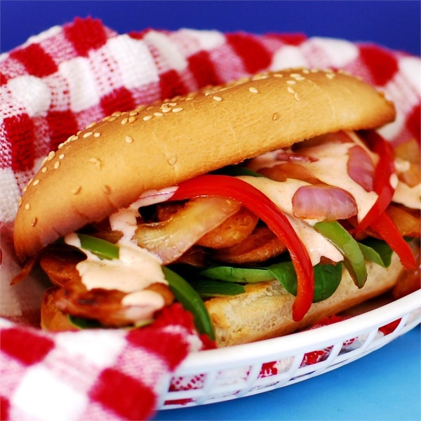 Buffalo Chicken Sausage and Pepper Sandwich
