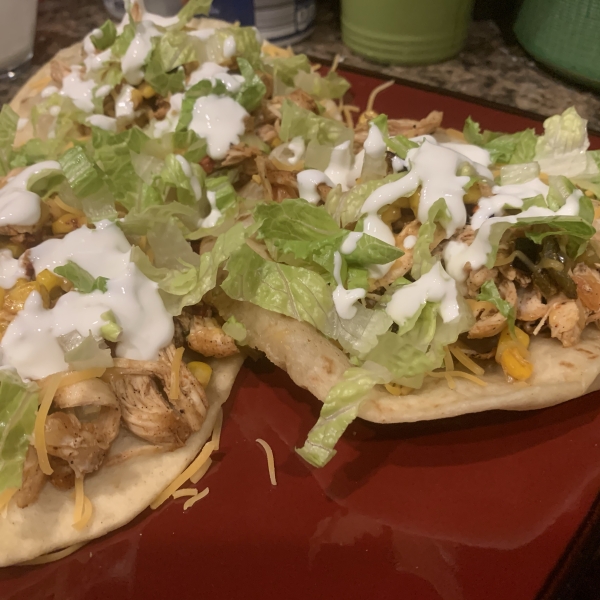 Shredded Chicken and Corn Tostadas