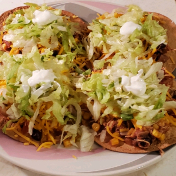 Shredded Chicken and Corn Tostadas