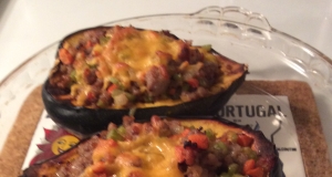 Sausage-Stuffed Cheesy Acorn Squash
