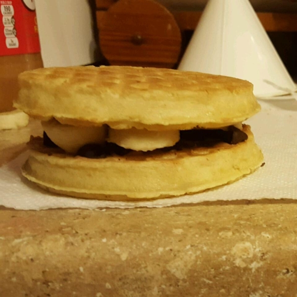 Peanut Butter Chocolate Waffle Sandwich