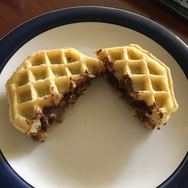 Peanut Butter Chocolate Waffle Sandwich