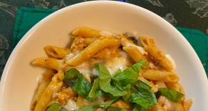 Cavatapi with Chicken Ragu, Mozzarella and Basil