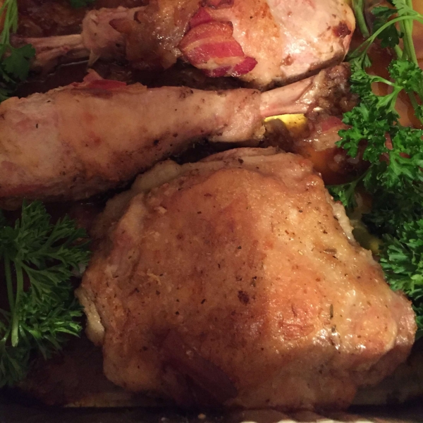 Skillet Turkey with Bacon and White Wine