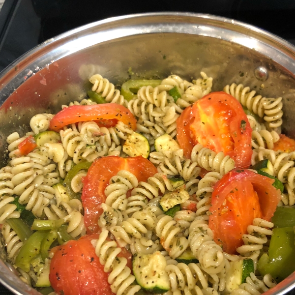 Roasted Veggie Pesto Pasta Salad