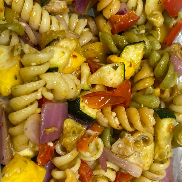 Roasted Veggie Pesto Pasta Salad