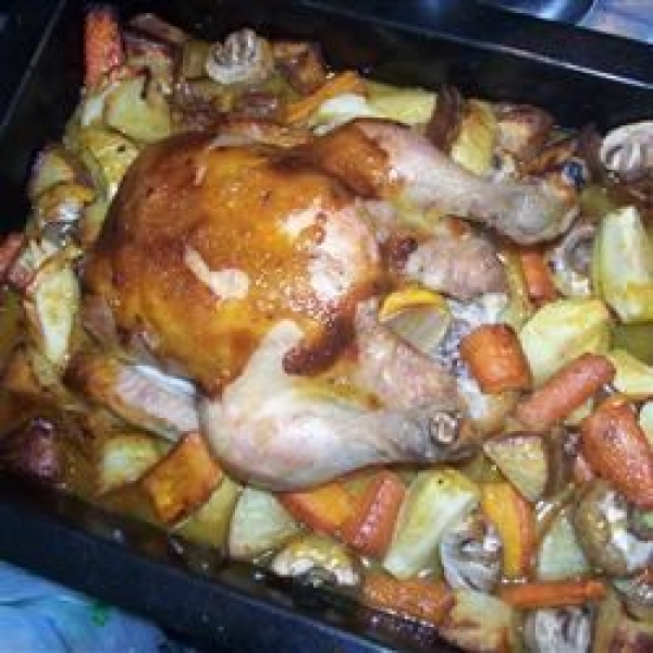 Honey Curried Roasted Chicken and Vegetables