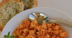 Ditalini with Roasted Tomato Sauce and Goat Cheese