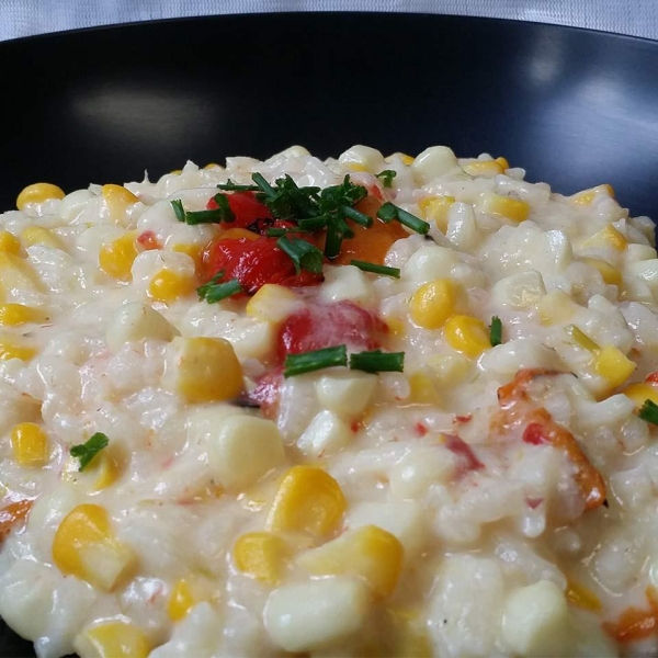 Corn Risotto with Roasted Red Pepper