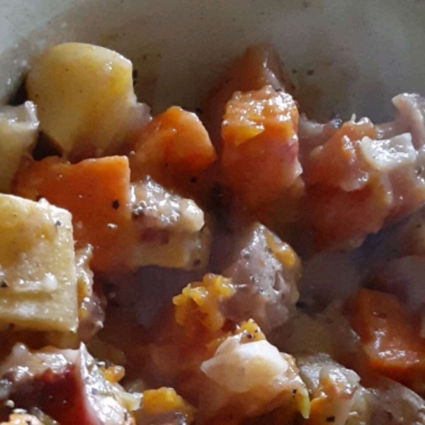 Butternut Squash, Apple, Onion Au Gratin